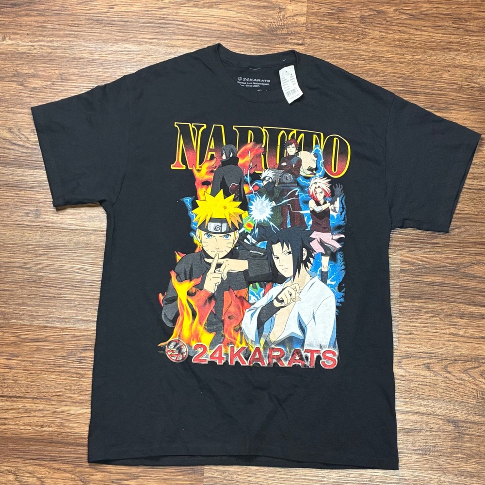 24KARATS x Naruto Shippuden 20th Anniversary T-Shirt Men's L Black Anime